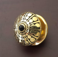 Load image into Gallery viewer, Lobe Ohr Piercing Ohrgewicht Brass gold antik 18mm Onyx oxidiert Kreise rund 17,6g - chic - net.de
