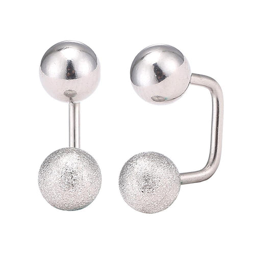 Long Staples Barbell 90 Grad Schraubverschluss zwei Kugeln silbern glitzer - chic - net.de