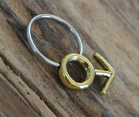 Load image into Gallery viewer, Piercing Klemmkugel Ring Brass Edelstahl Symbol männlich
