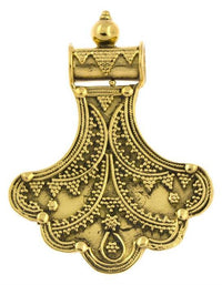 Load image into Gallery viewer, Messing Anhänger Fächer Punkte Röhrenaufhänger antik golden Kette Tribal Brass Schmuck - chic - net.de
