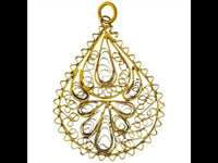 Load image into Gallery viewer, Messing Anhänger Tropfen Wellen Bänder antik golden Kette nickelfrei dünn oxidiert Brass Tribal - chic - net.de
