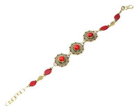 Load image into Gallery viewer, Messing Armband golden Herzen Blumen Jaspis Blatt rund 18 - 20,5 cm oval - chic - net.de
