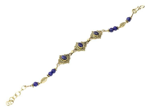 Messing Armband golden oval Raute Herzen Punkte Lapis Blatt rund 17,5 - 20 cm Perlen - chic - net.de
