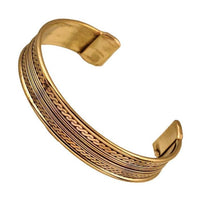 Load image into Gallery viewer, Messing Armreif antik golden Band Musterung verstellbarTribal Schmuck - chic - net.de
