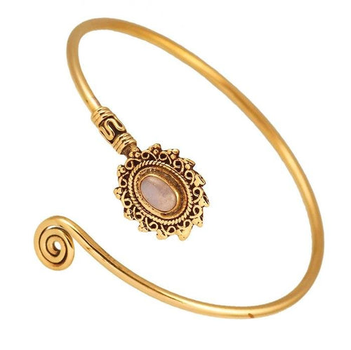 Messing Armreif antik golden Mondstein Maserung Schnörkel Stern verstellbar antik Tribal Schmuck - chic - net.de