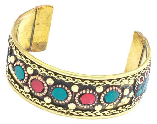 Messing Armreif gold Seil grün Malachit rot Jaspis Stein schmal nickelfrei verstellbar antik - chic - net.de