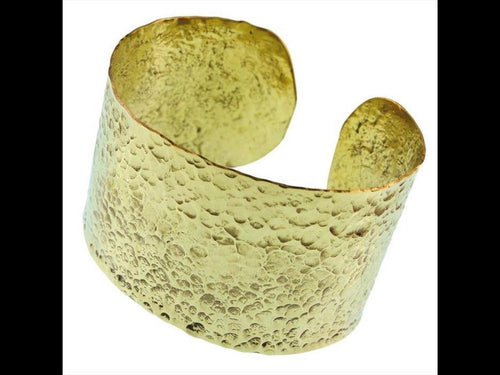 Messing Armreif golden gehämmert breit offen gerade 40 mm nickelfrei verstellbar antik Tribal - chic - net.de