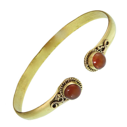 Messing Armreif golden Karneol rund acht Zopfrand nickelfrei verstellbar antik Tribal Schmuck - chic - net.de