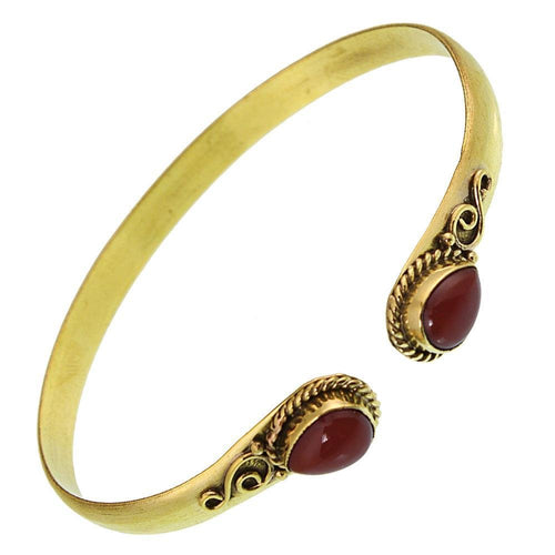 Messing Armreif golden Karneol Spirale Tropfen Flechtrand nickelfrei verstellbar antik Tribal - chic - net.de