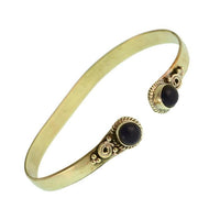 Load image into Gallery viewer, Messing Armreif golden Onyx rund Spirale Zopfrand verstellbar antik Tribal Schmuck - chic - net.de
