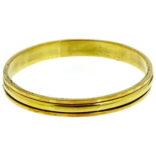 Messing Brass Armreif gewölbt golden Rillen 8 mm nickelfrei antik Tribal 65 mm Schmuck - chic - net.de