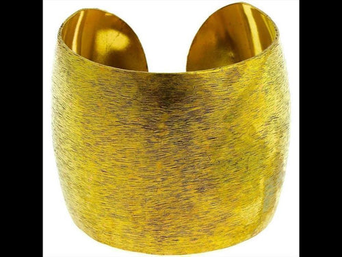 Messing Brass Armreif golden schraffiert breit gewölbt 64 mm nickelfrei verstellbar antik - chic - net.de