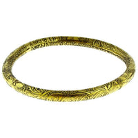 Load image into Gallery viewer, Messing Brass Armreif golden schwarz rund Blüten gemustert nickelfrei antik Tribal Schmuck - chic - net.de
