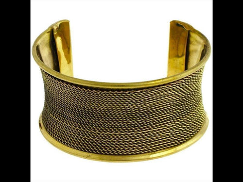 Messing Brass Armreif golden Seile 36 mm oxidiert nickelfrei verstellbar antik Tribal Schmuck - chic - net.de