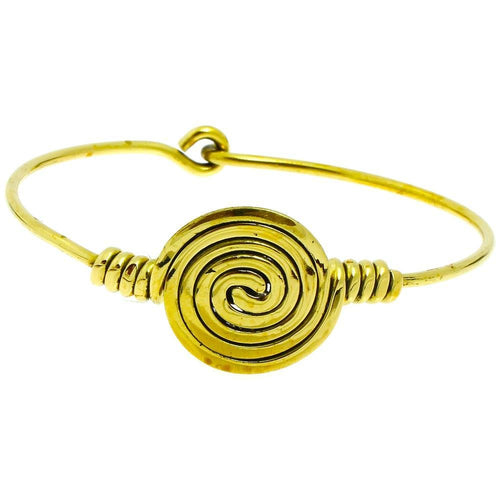 Messing Brass Armreif golden Spirale gewunden dünn Haken nickelfrei antik Tribal Schmuck - chic - net.de