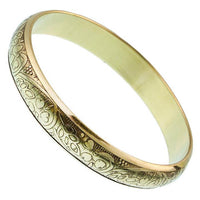 Load image into Gallery viewer, Messing Brass Armreif Herzen Blätter oxidiert 12 mm nickelfrei gold antik konvex Tribal Schmuck - chic - net.de
