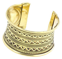 Cargar imagen en el visor de la galería, Messing Brass Armreif Seile Wellen Punkte oxidiert gold nickelfrei antik Seile Tribal Schmuck - chic - net.de
