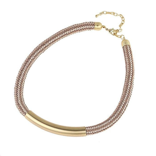 Messing Kette golden champagner Seil dick Röhre 40 - 47,5 cm Karabiner verstellbar - chic - net.de