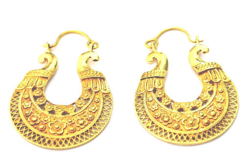 Messing Ohrringe gold antik Blumensichel - chic - net.de