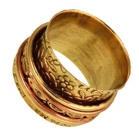 Load image into Gallery viewer, Messing Ring breit Blüten Ringchen golden rosé antik nickelfrei Tribal Schmuck - chic - net.de
