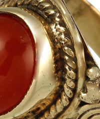 Load image into Gallery viewer, Messing Ring Karneol oval orange Spiralen Seil Muster rot antikTribal - chic - net.de
