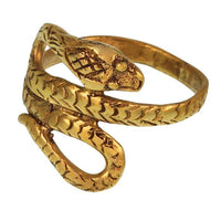 Load image into Gallery viewer, Messing Ring Schlange plastisch dünn Brass antik golden nickelfrei Tribal Schmuck - chic - net.de
