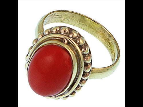 Messing Ringe Jaspis 16 mm oval Kugel Rand antik golden nickelfrei oxidiert Tribal Schmuck - chic - net.de