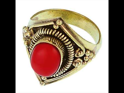 Messing Ringe Jaspis oval Bögen Dreieck Feder breit antik gold nickelfrei oxidiert Tribal - chic - net.de