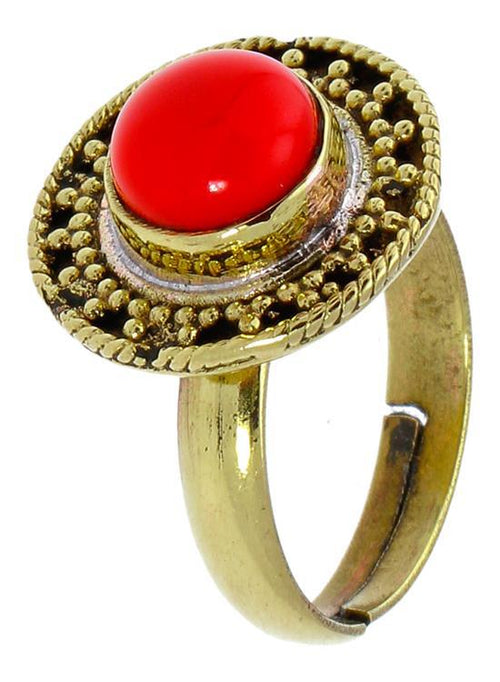 Messing Ringe Jaspis rund Seil Dreiecke antik golden nickelfrei verstellbar Tribal Schmuck - chic - net.de