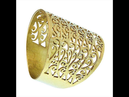 Messing Ringe Linien Spiralen 21 mm breit antik golden nickelfrei Tribal Ring Brass - chic - net.de