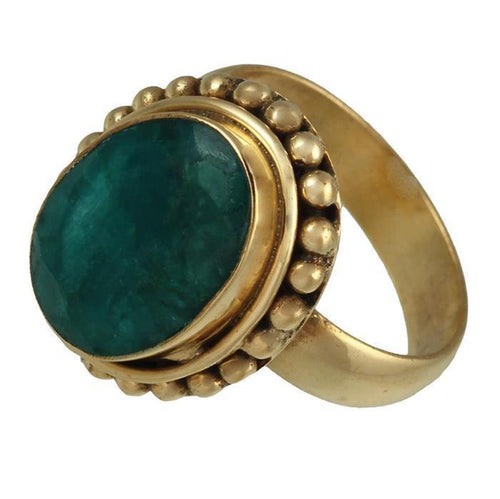 Messing Ringe Onyx grün facettiert 16mm oval Kugel Rand antik golden - chic - net.de