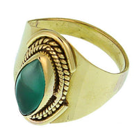 Cargar imagen en el visor de la galería, Messing Ringe Onyx grün Mandel Seil Bögen breit antik golden oxidiert nickelfrei Tribal Schmuck - chic - net.de
