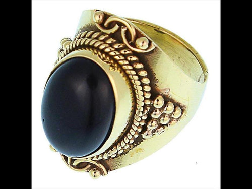 Messing Ringe Onyx oval Bögen Seile Spitzen breit antik golden nickelfrei Tribal Schmuck - chic - net.de