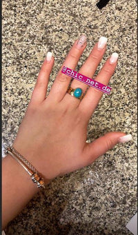 Load image into Gallery viewer, Messing Ringe oval Türkis antik golden 12 mm Tribal Schmuck - chic - net.de
