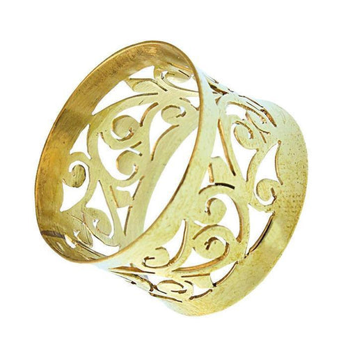 Messing Ringe Rauten gestanzt konkav Spiralen breit antik golden nickelfrei Tribal Ring Brass - chic - net.de