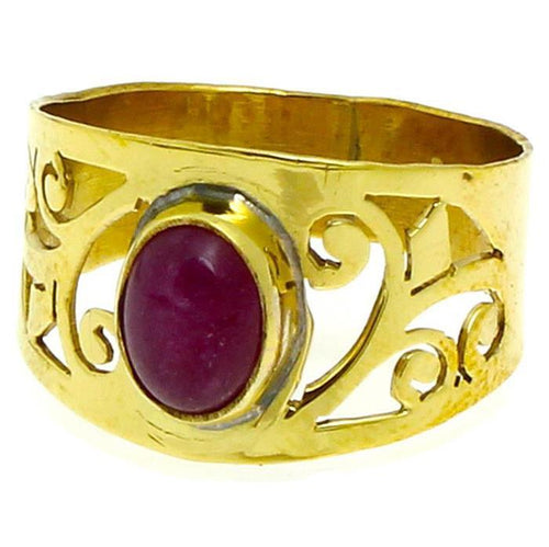Messing Ringe Rubin rot violett oval Spiralen 13 mm Raute antik golden nickelfrei Tribal - chic - net.de