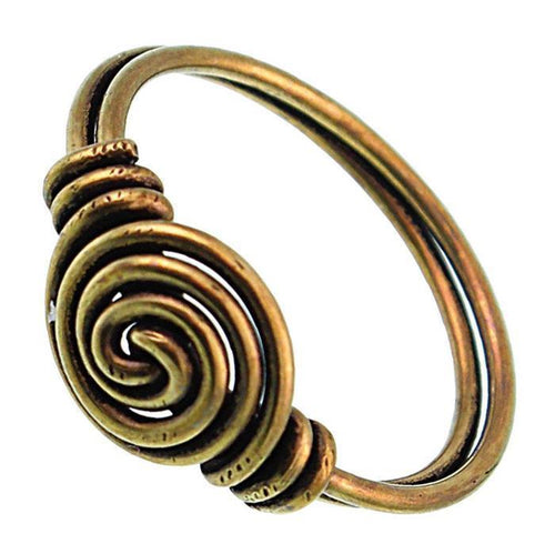 Messing Ringe Spirale zwei Stränge oxidiert Brass antik golden nickelfrei Tribal Schmuck - chic - net.de