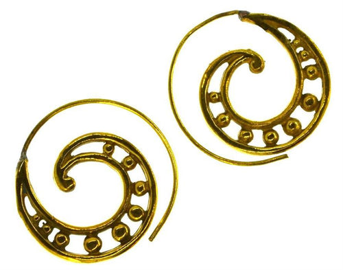 Messing Spirale Ohrringe Piercing Kugeln antik gold - chic - net.de