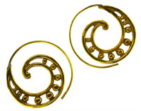 Cargar imagen en el visor de la galería, Messing Spirale Ohrringe Piercing Kugeln antik gold - chic - net.de
