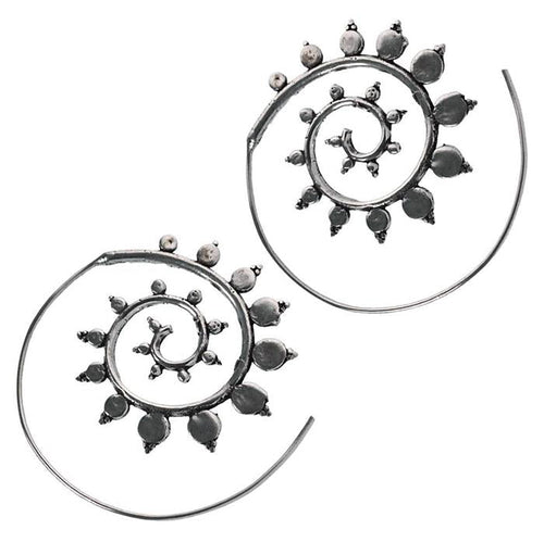 Messingohrringe versilbert Spiralen Punkte groß klein Dreieck 925 sterling Silber - chic - net.de