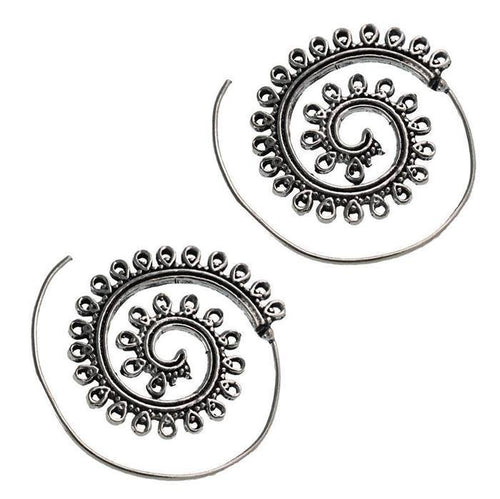 Messingohrringe versilbert Spiralen Tropfen - Formen Punkte Ornament 925 sterling Silber - chic - net.de
