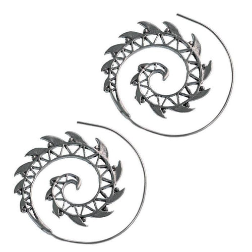 Messingohrringe versilbert Spiralen Zacken Dreiecke Muster 925 sterling Silber - chic - net.de