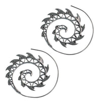 Load image into Gallery viewer, Messingohrringe versilbert Spiralen Zacken Dreiecke Muster 925 sterling Silber - chic - net.de
