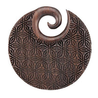 Load image into Gallery viewer, Narra - Holz Ohr Gewicht Blume des Lebens 8mm Ear Weights - chic - net.de
