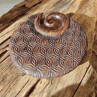 Load image into Gallery viewer, Narra - Holz Ohr Gewicht Blume des Lebens 8mm Ear Weights - chic - net.de
