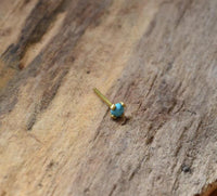 Cargar imagen en el visor de la galería, Nasen Stecker Piercing Pin Türkis Stein Brass gold - chic - net.de

