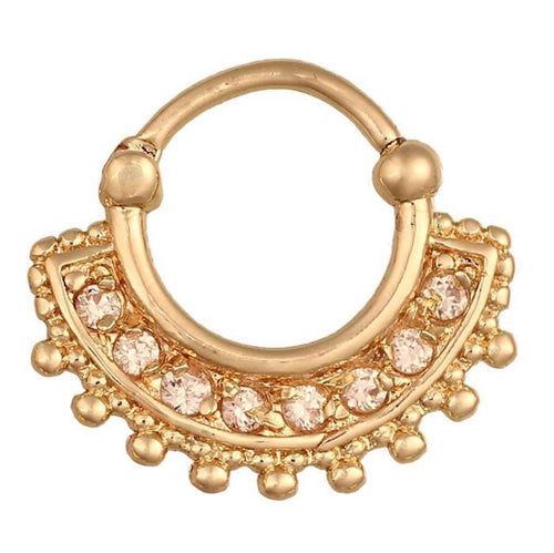 Nasenring Septum Klippverschluss Piercing Edelstahl Band Kugeln weiße Zirkonia Steine - chic - net.de