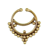 Cargar imagen en el visor de la galería, Nasenringe Fake Septum Sichel Punkte Messing antik golden nickelfrei Piercing Brass - chic - net.de
