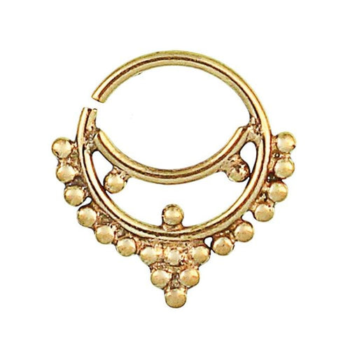 Nasenringe Sichel Punkte Messing Tribal antik golden nickelfrei Septum Piercing Nase exotisch Brass - chic - net.de