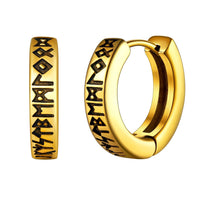 Cargar imagen en el visor de la galería, Norwegische Wikinger - Runen - Creolen – Edelstahl Ohrringe für Damen &amp; Herren - chic - net.de
